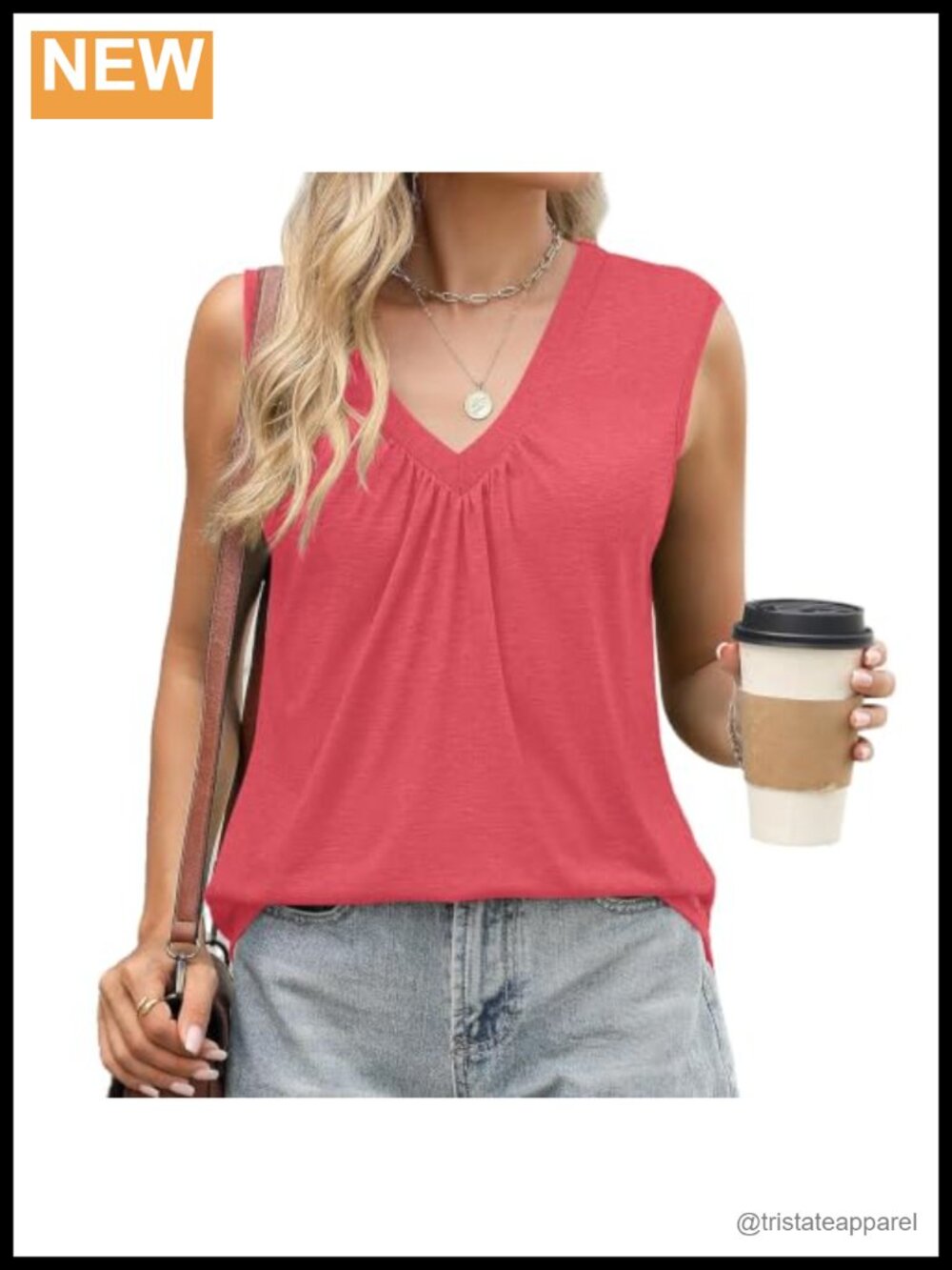 Women's V Neck Sleeveless Tank Top Soft Basic Loose Fit Casual